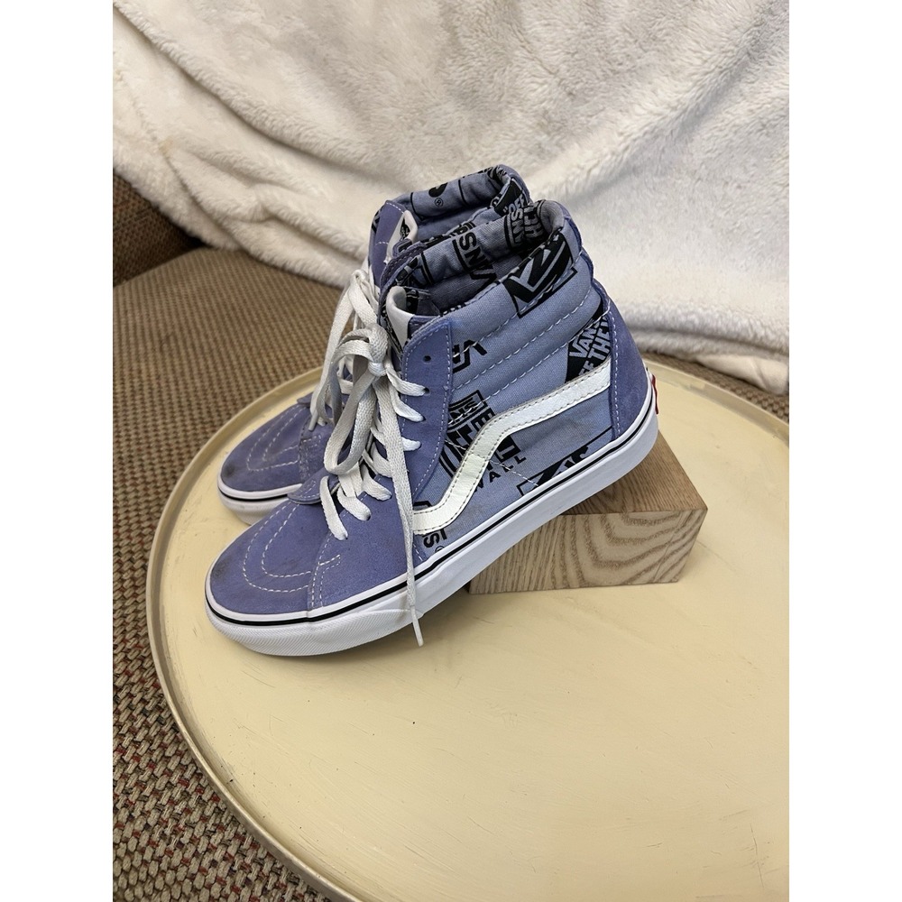 Vans Sk8-Hi Logo Mix Lavender White Womens Sz 7.5 Men 6 Athletic Shoes Sneakers